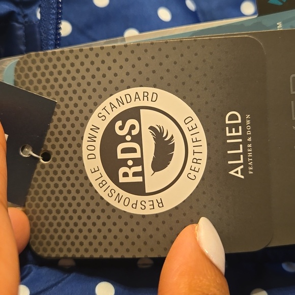 Lands End Down Filled Polka Dot Puffer Pocket Hyper Dry Water Resistant Vest NWT - Picture 14 of 16